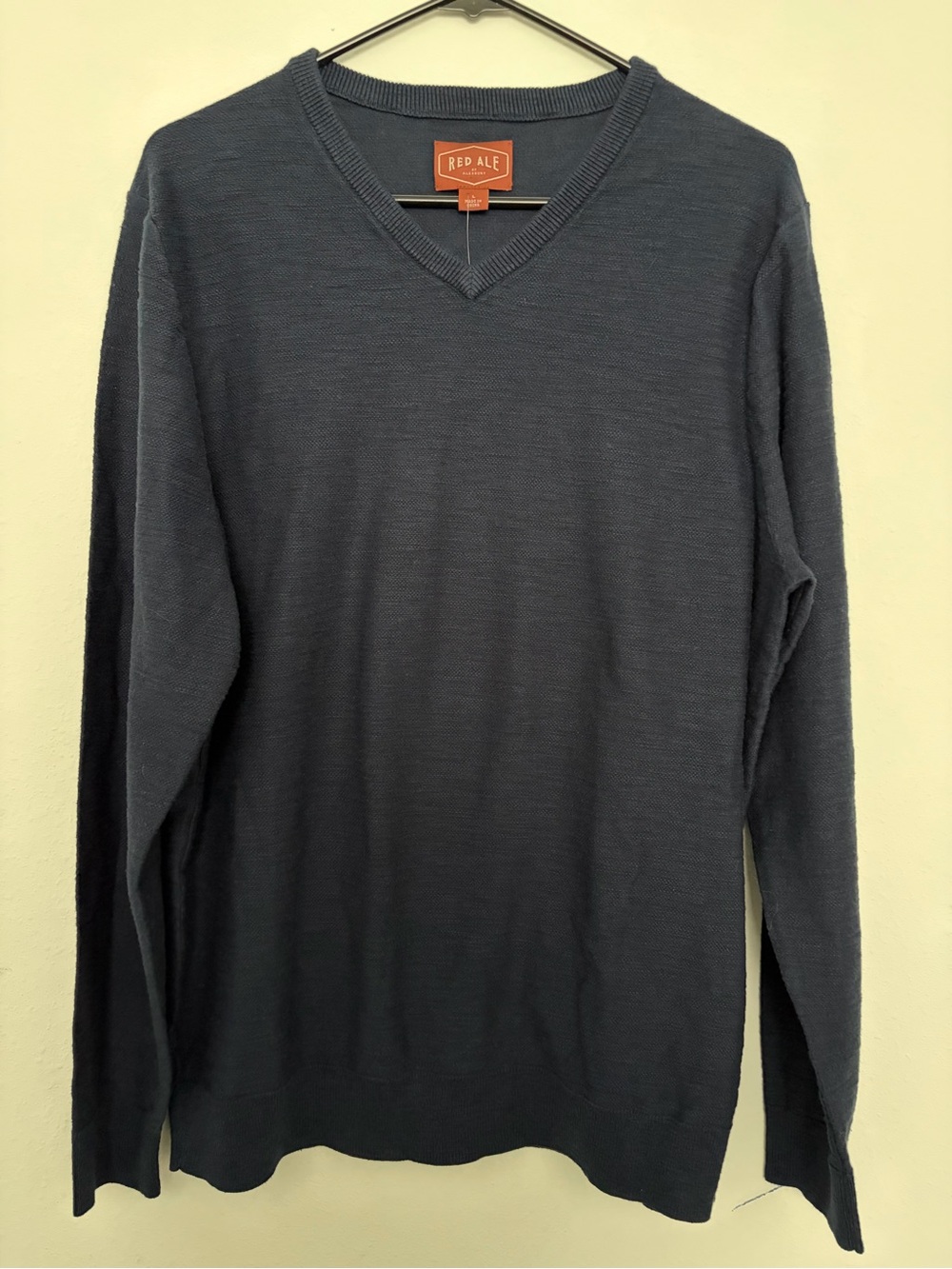 Red Ale Men's V-Neck Sweater in Navy Blue
